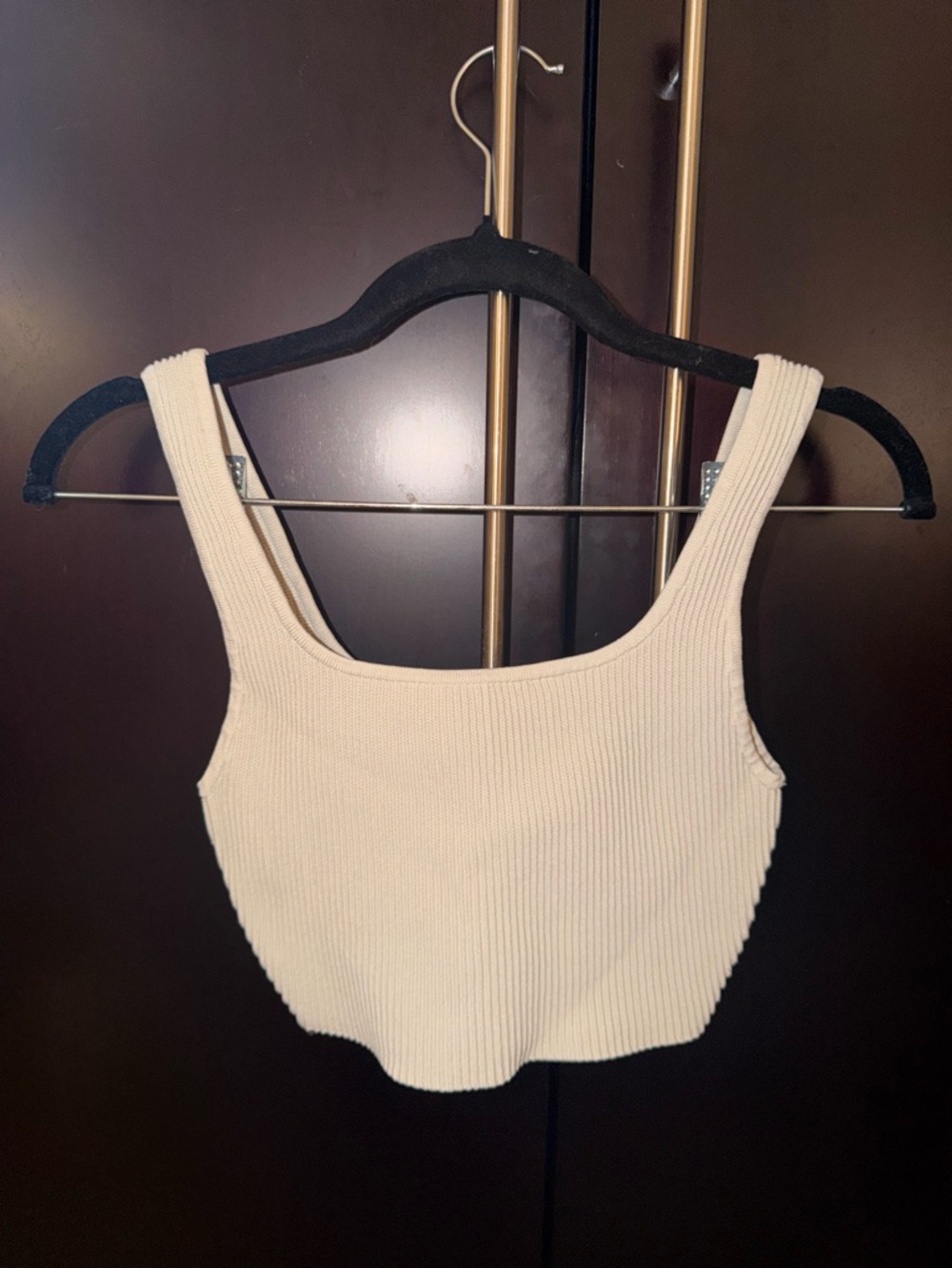 Babaton Ribbed Square-Neck Crop Tank - Cream